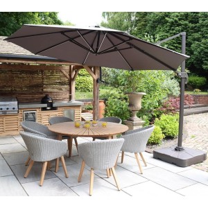 3.5m Deluxe Grey LED Cantilever Parasol with 100kg Base